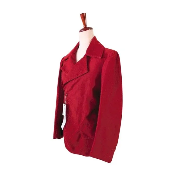 Maison Margiela Red Cotton Peplum Double Breasted Blazer Jacket Made in Italy 42 Blazers & Suit Jackets